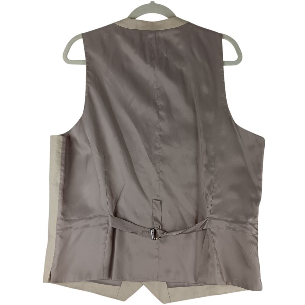 Pronto Uomo Platinum Linen Vest Mens XL Tan Dress Button Cinch Mens Warehouse - Picture 2 of 13